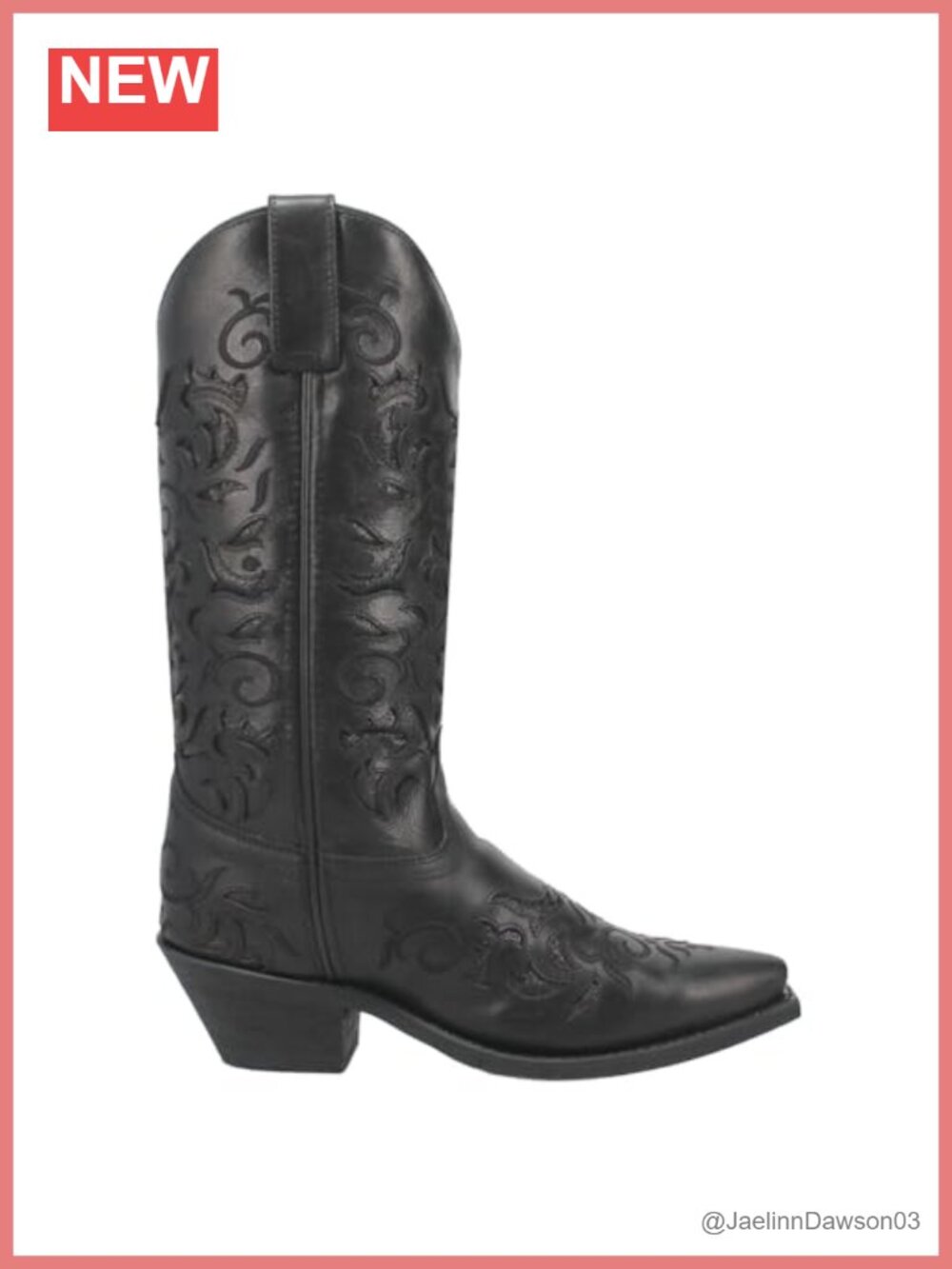 Laredo Night Sky Tooled-Inlay Glitter Snip Toe Mid Calf Boots